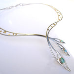 Silver Gold and Opal Collier: - Handmade with exquisite Opals