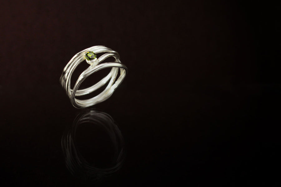 Silver Stack Ring: Pink or Green Tourmaline