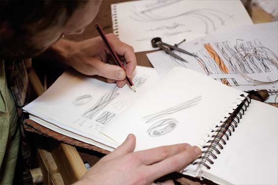 Wedding Rings: engraved lines represent the flow through love and life