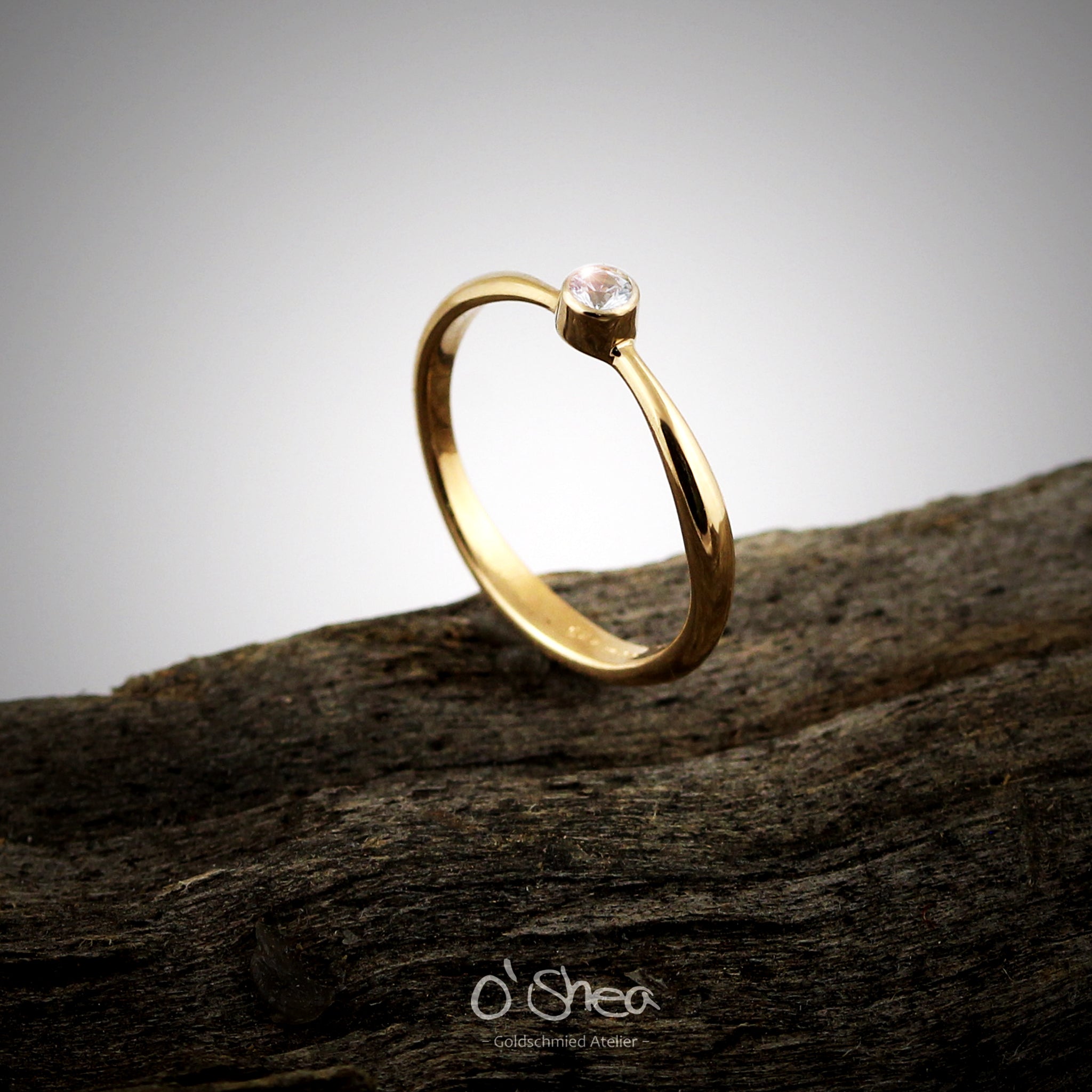 Engagement Solitaire Ring: 14k Gold / White Sapphire